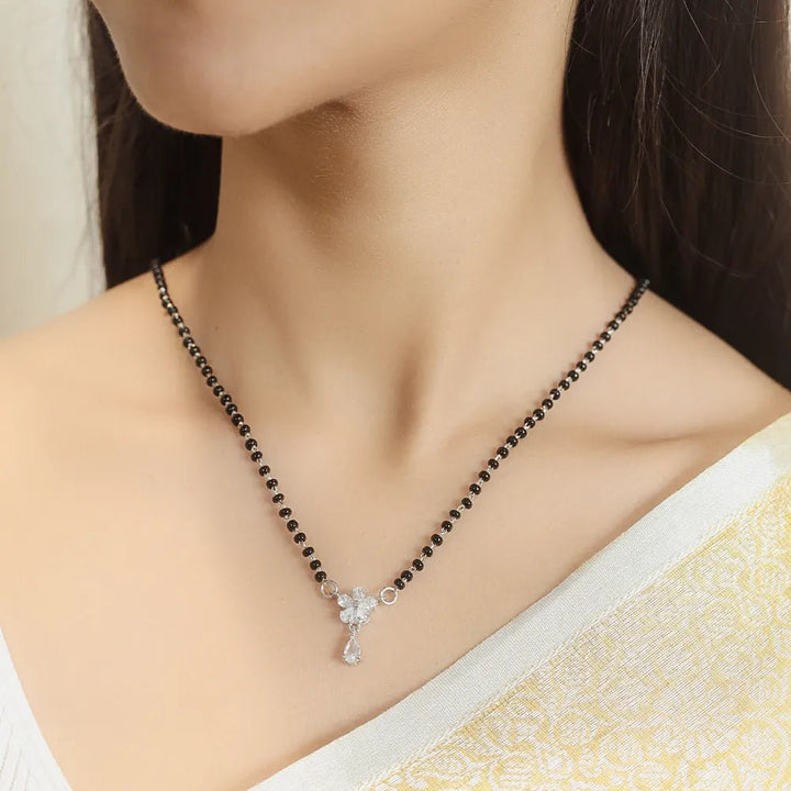 925 Sterling Silver Teardrop of Love Mangalsutra for Women - tassyasilver.com