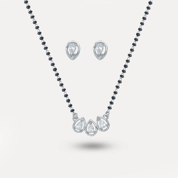 925 Silver Triple Dewdrop Mangalsutra Set