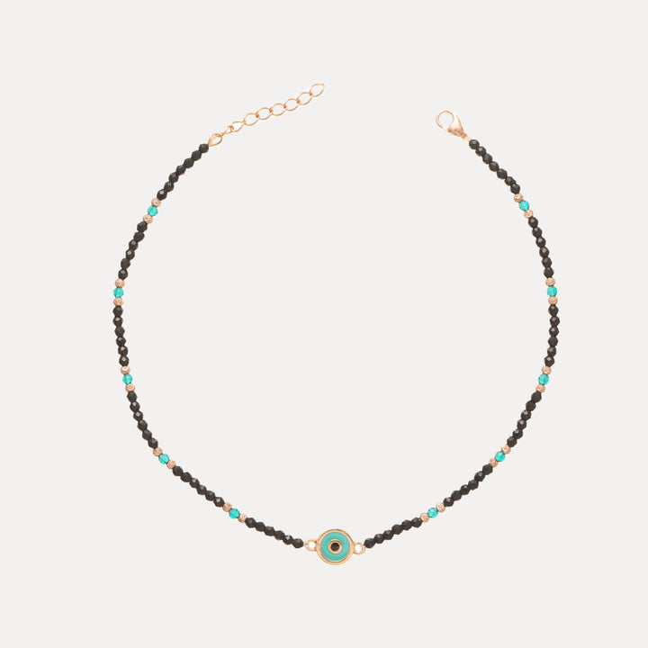 925 Sterling Turquoise Evil Eye Anklet for Women - tassyasilver.com