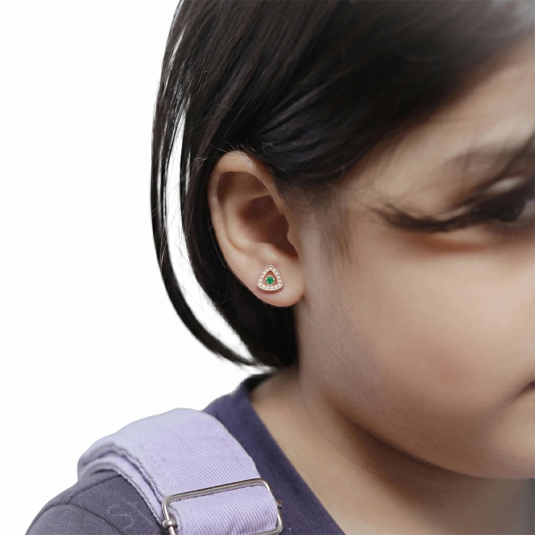 925 Silver Emerald Halo Studs