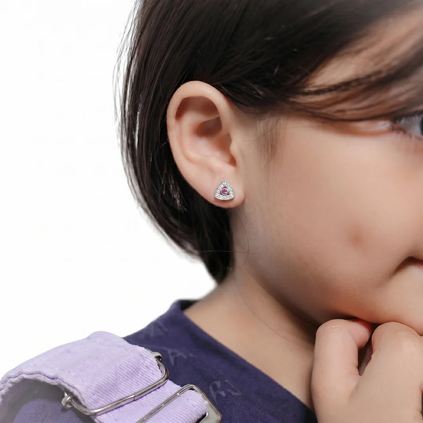 925 Silver Pink Glow Halo Studs