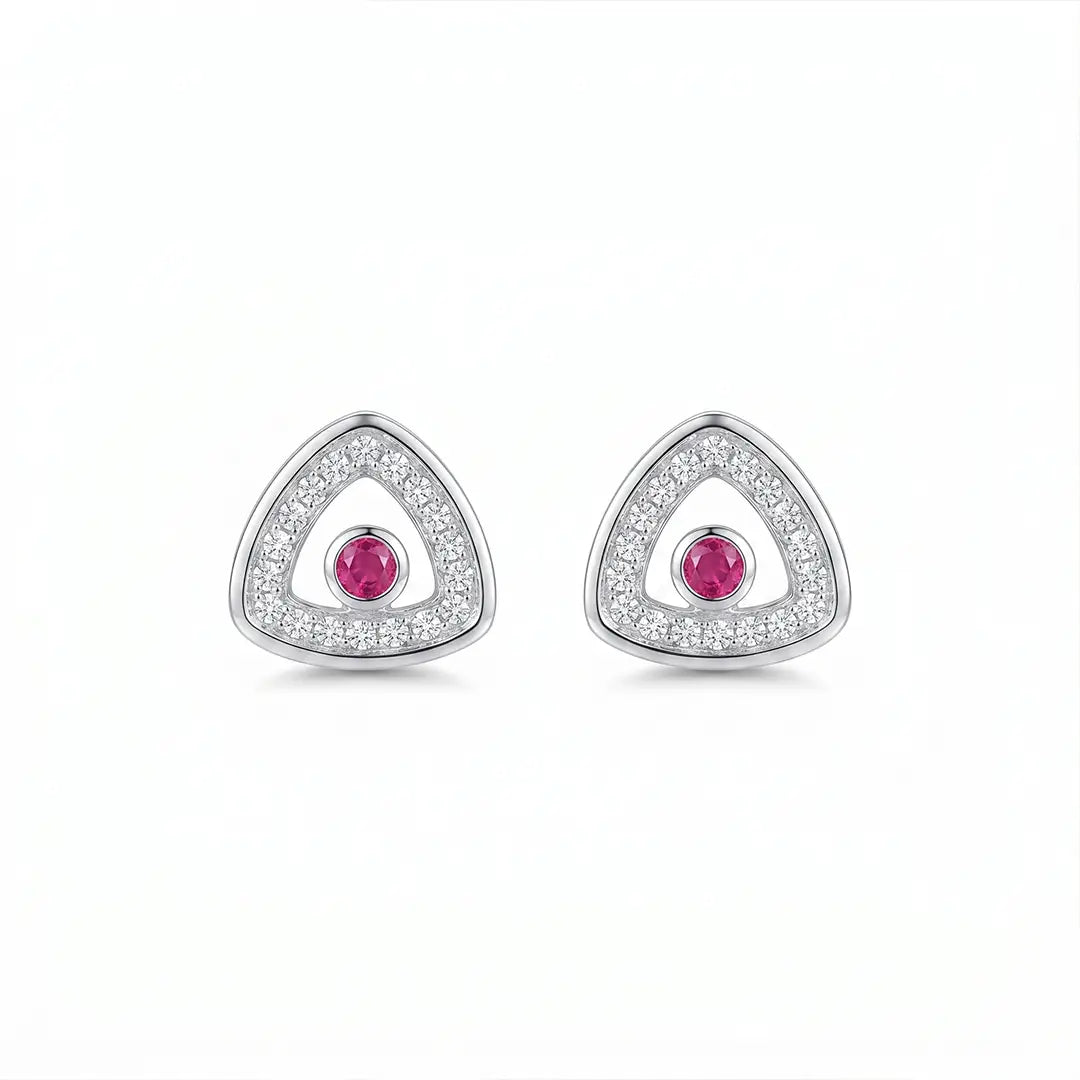 925 Silver Pink Glow Halo Studs