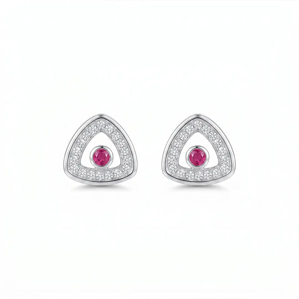 925 Silver Pink Glow Halo Studs