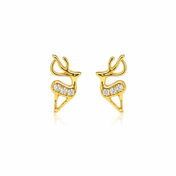 925 Silver Golden Stag Studs