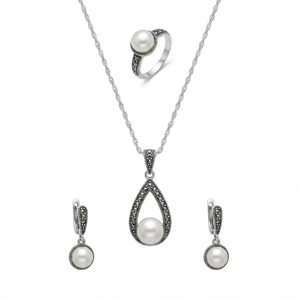 925 Silver Ivory Grace Pearl Set