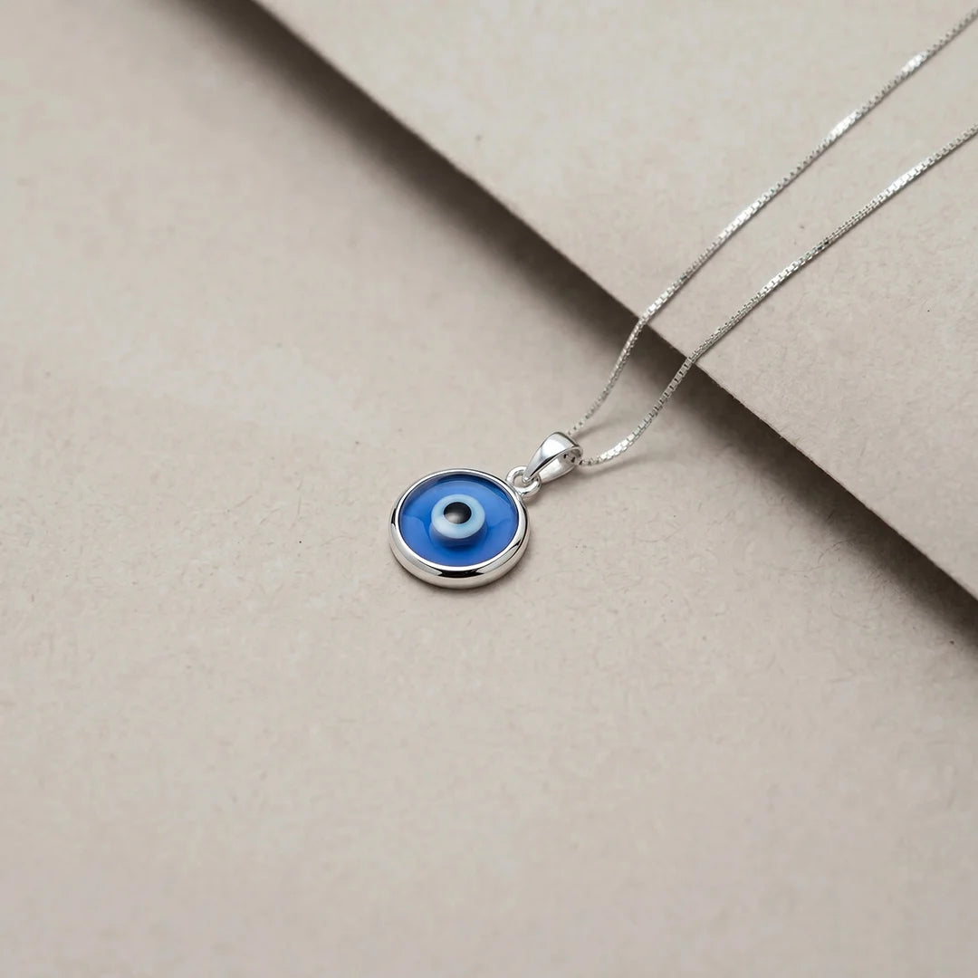 925 Silver Purple Evil Eye Chain Pendant