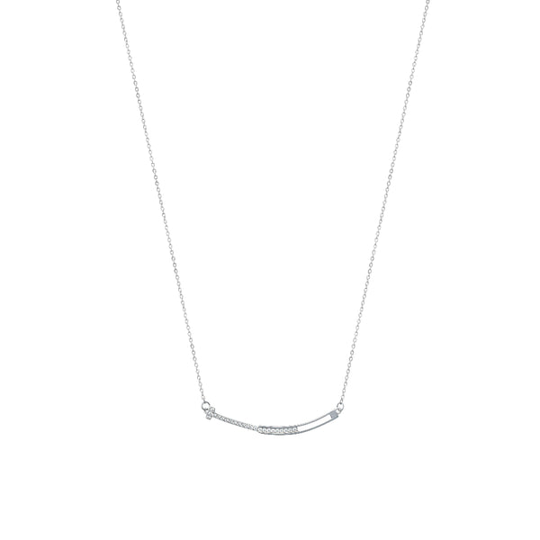 Silver Curved Bar Chain Pendant