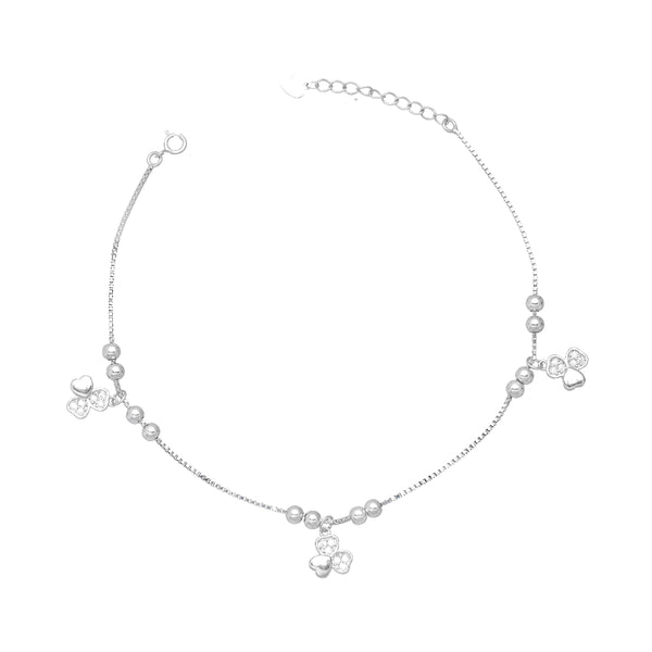 Silver Floral Fantasy Anklet - tassyasilver.com