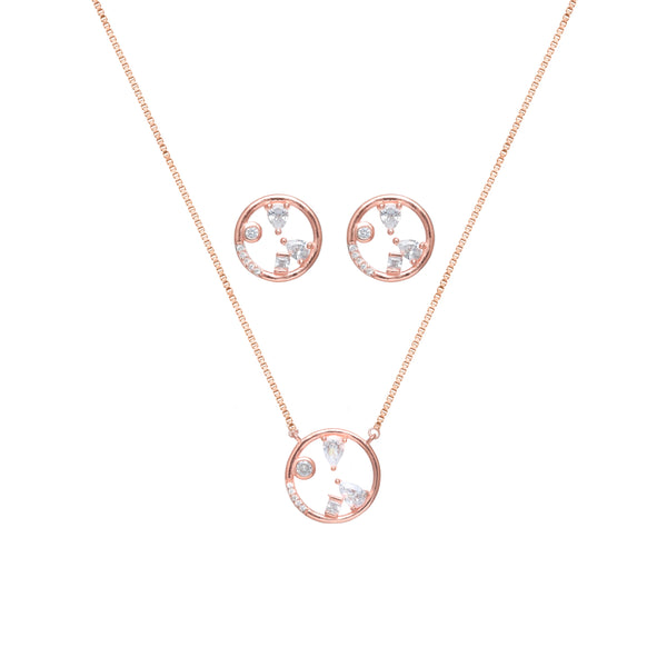 Tassya Rose Gold Circle Pendant – Elegant 925 silver chain with rose gold circle charm, ideal for chic everyday elegance