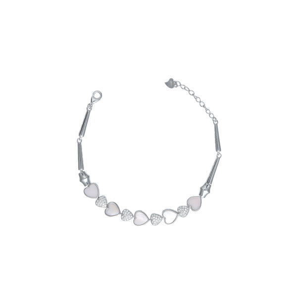 925 Silver Lumi Pink Heart Bracelet