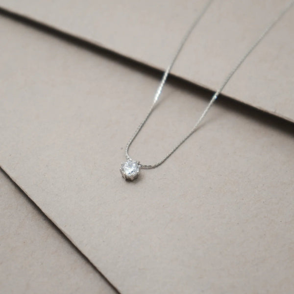 Silver Classic Solitaire Chain Pendant