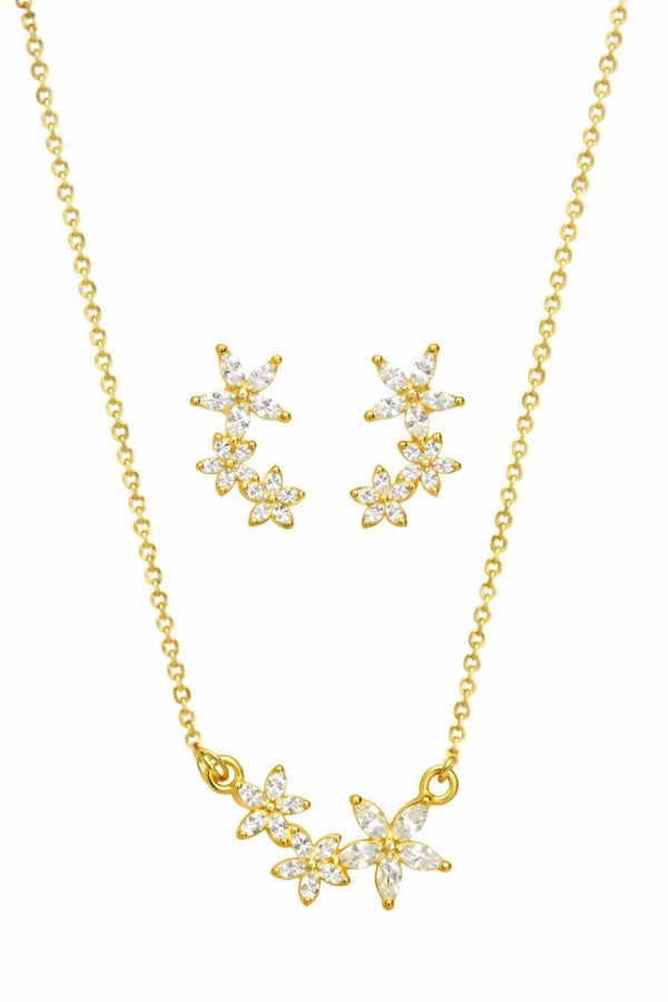 925 Silver Golden Blossom Radiance Earring Set