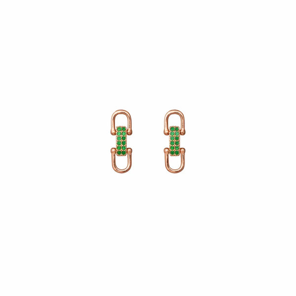 925 Silver Rose Emerald Studs