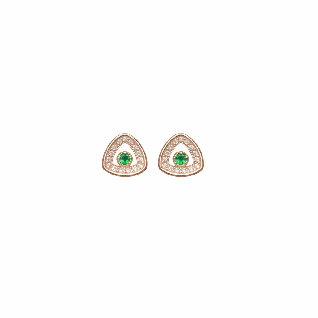 925 Silver Emerald Halo Studs
