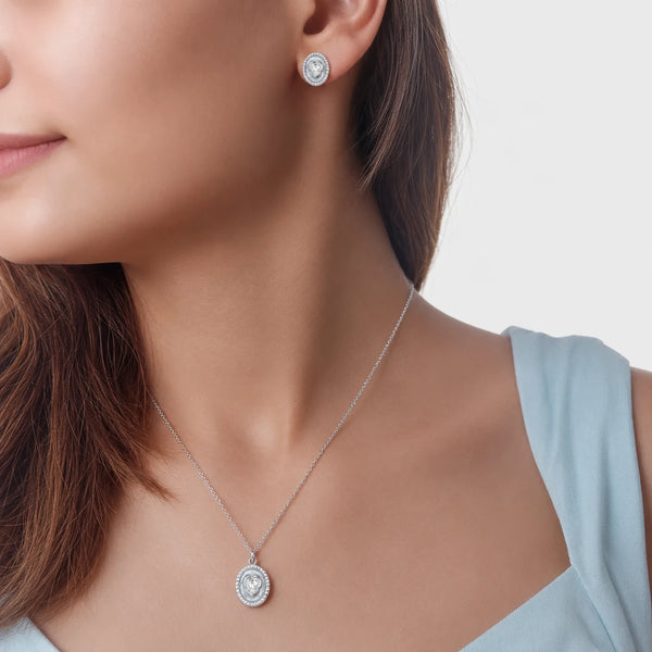 925 Silver Celeste Halo Charm Earring Set