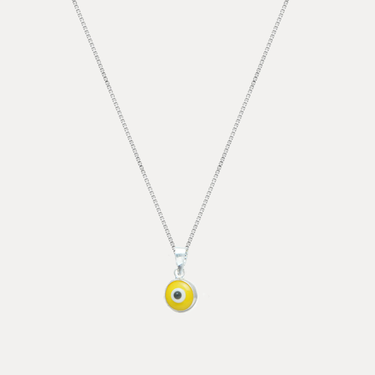 925 Silver Yellow Nazar Protection Chain Pendant