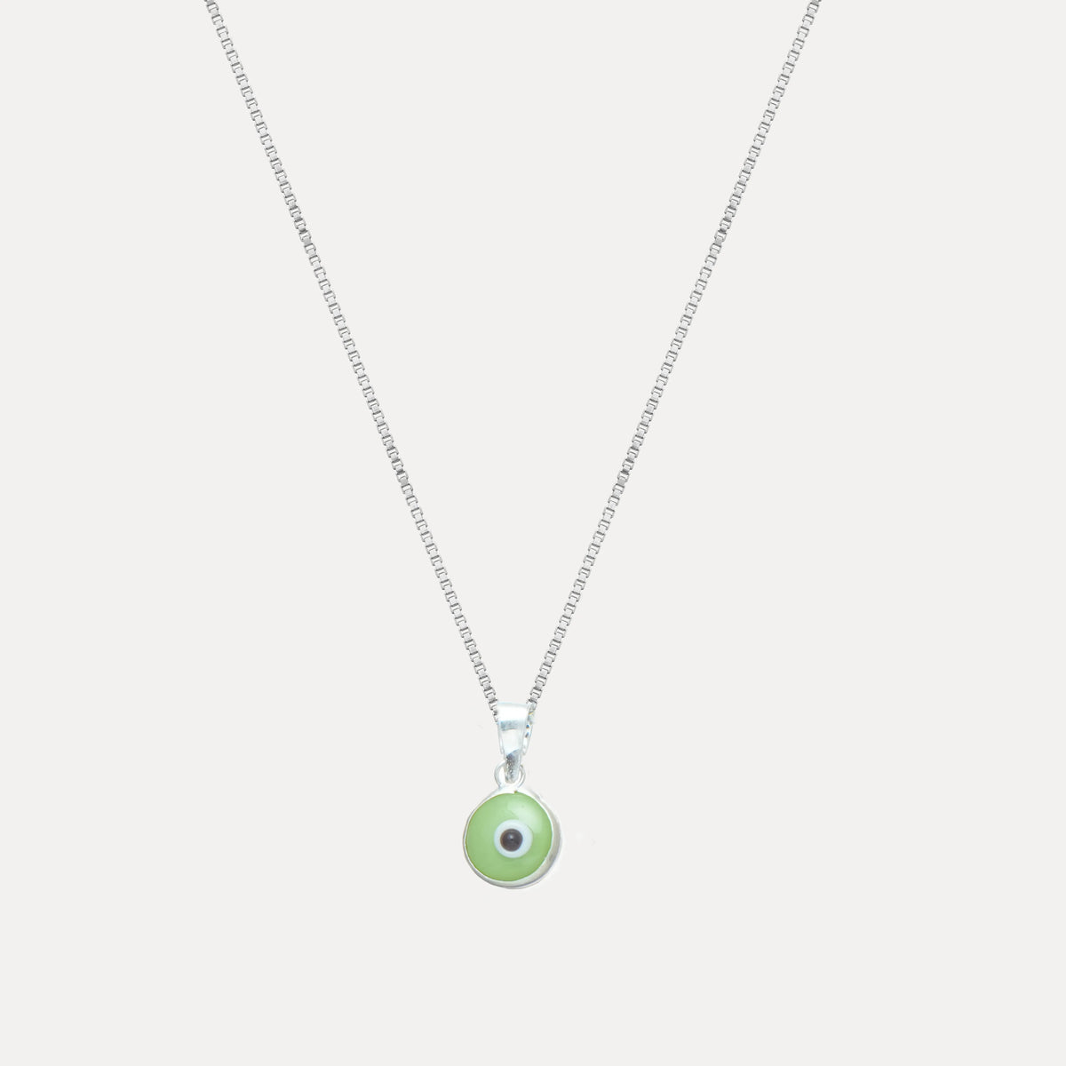 925 Silver Lucky Green Evil Eye Chain Pendant