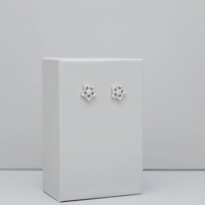 Tassya Silver Blossom Earrings – Elegant 925 silver earrings with floral design, perfect for daily wear and festive charm