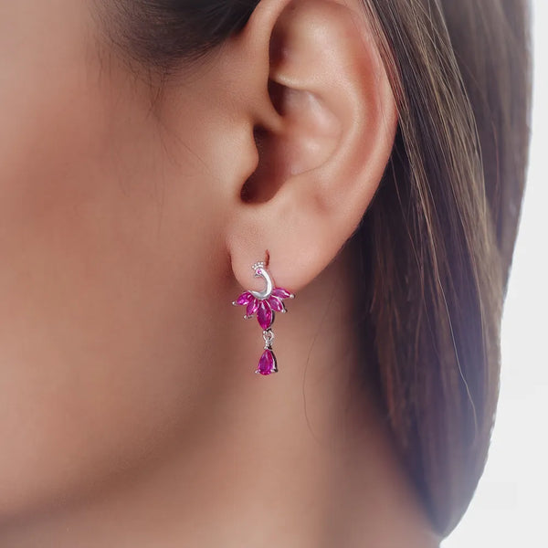 Ruby Peacock Earrings