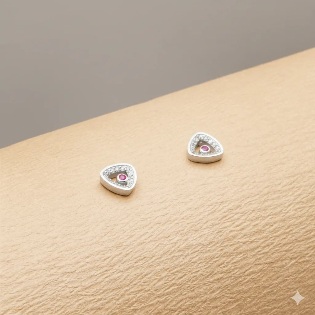 925 Silver Pink Glow Halo Studs