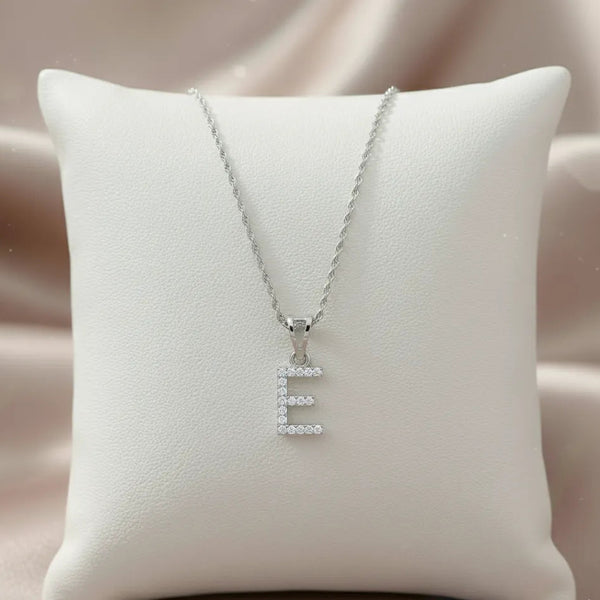 925 Silver "E" Initial Chain Pendant