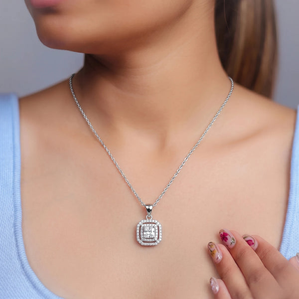 925 Silver Crystal Square Pendant