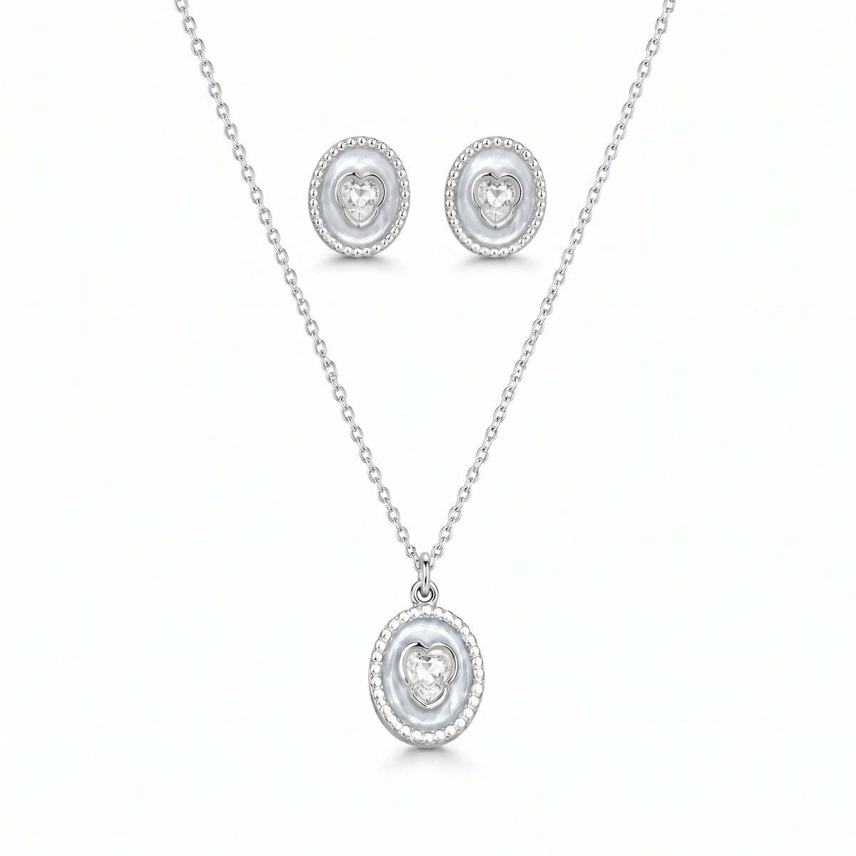 925 Silver Celeste Halo Charm Earring Set