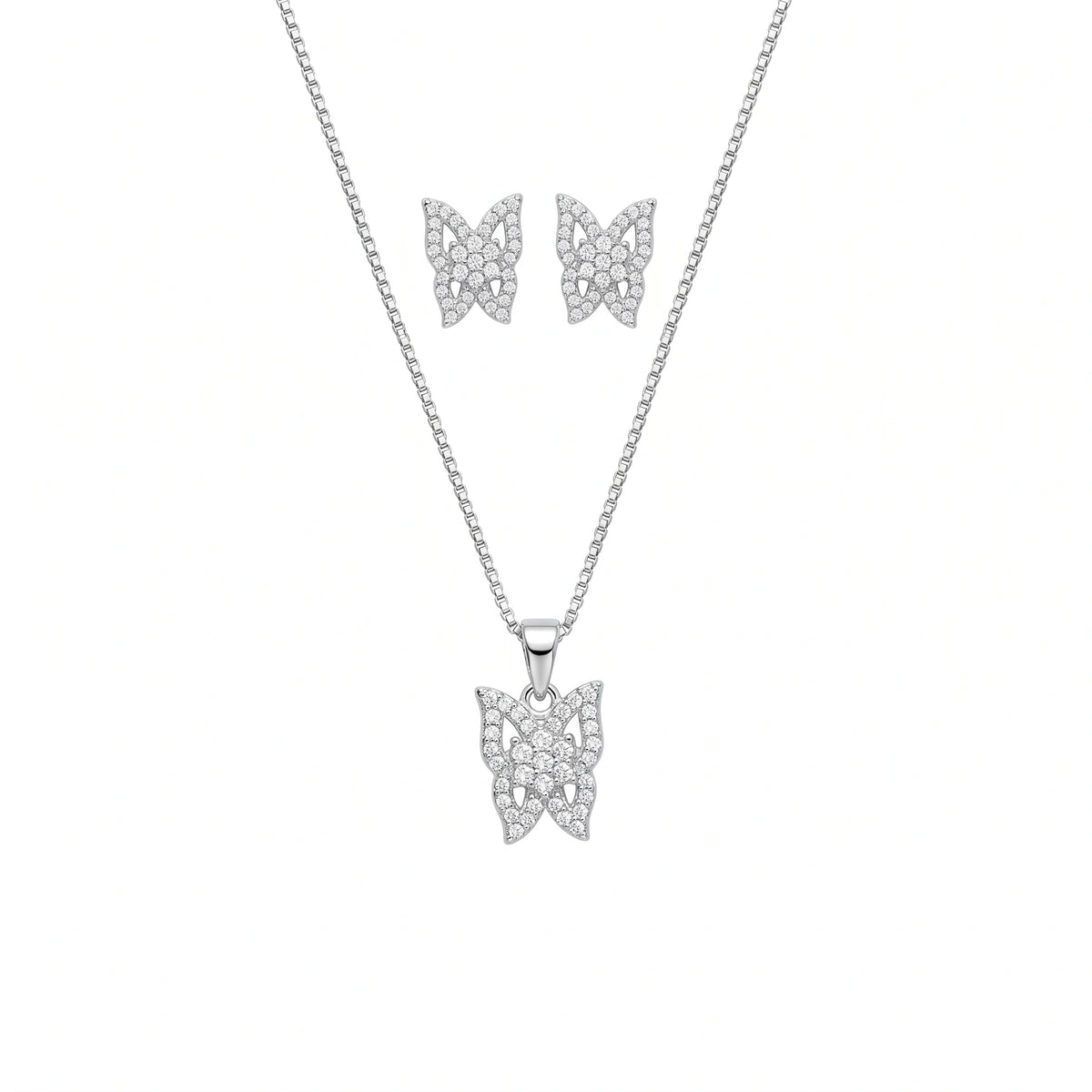 925 Silver Flutter Glow Butterfly Earring Set