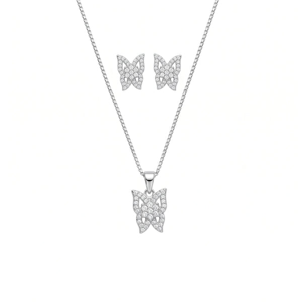 925 Silver Flutter Glow Butterfly Earring Set