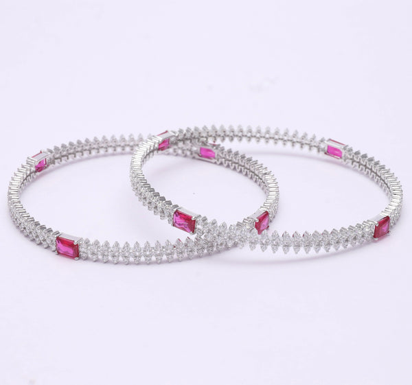 Silver Regal Ruby Bangles