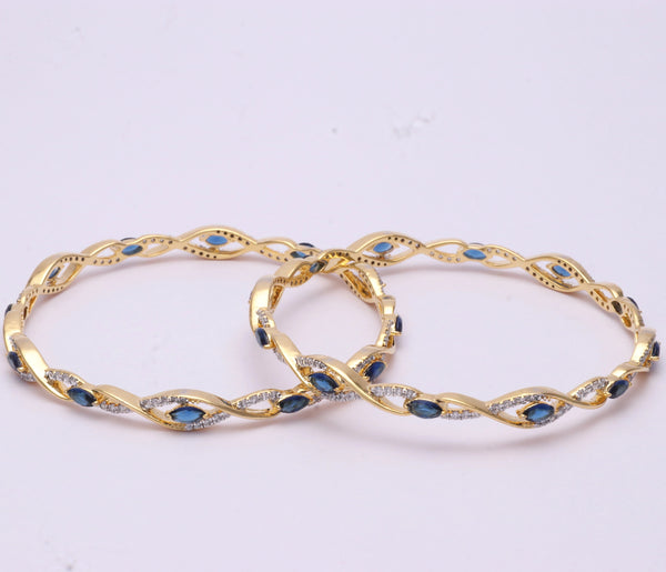 Silver Sapphire Swirl Bangles