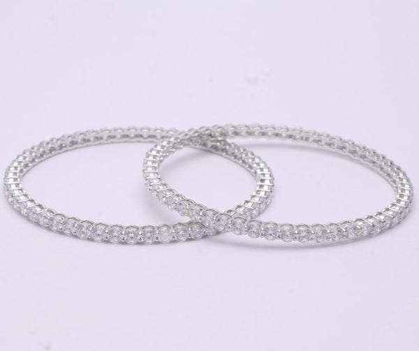 Silver Diamond Halo Bangles