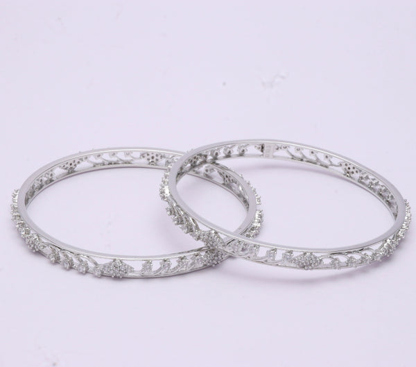 Silver Blossom Sparkle Bangles