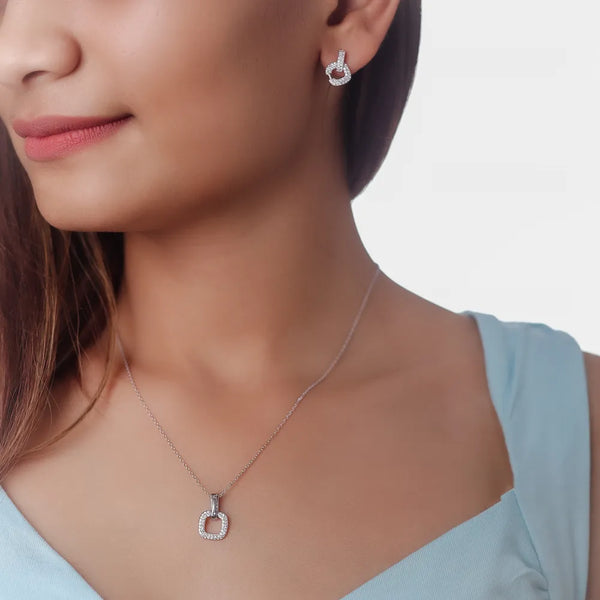 Silver Sparkle Cushion Chain Pendant Top