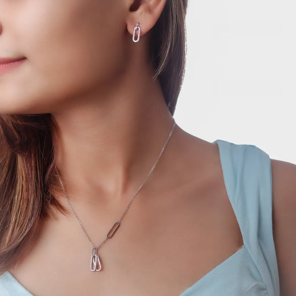 Tassya Silver Link Pendant – Stylish 925 silver chain with modern link design, perfect for everyday minimal and bold looks
