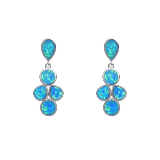 Silver Blossom Opal Earrings