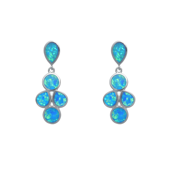 Silver Blossom Opal Earrings