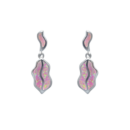 Silver Pink Opal Drop Earrings