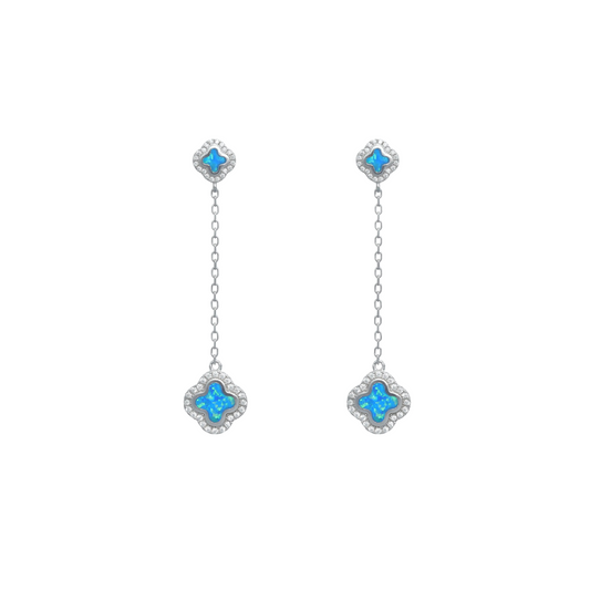 Silver Sky Opal Drop Earrings