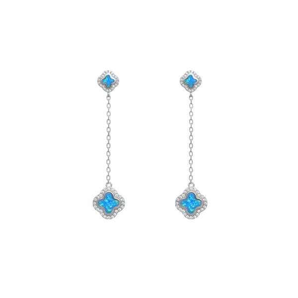 Silver Sky Opal Drop Earrings