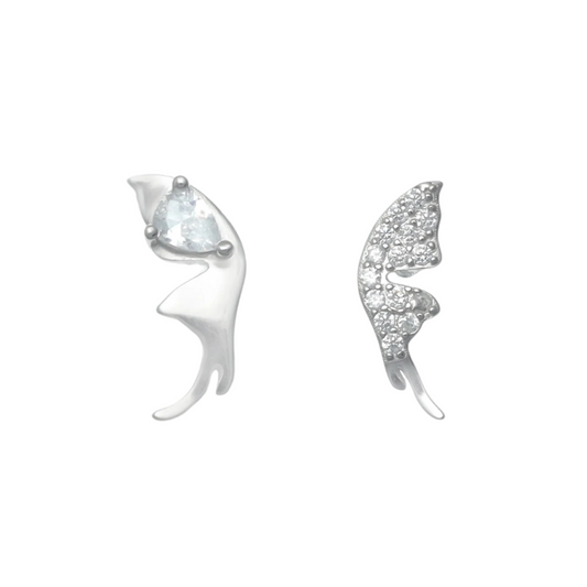 Silver Dual Nature Wings Earrings