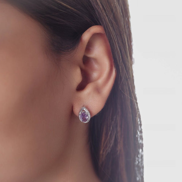Tassya Silver Amethyst Teardrop sterling silver earrings