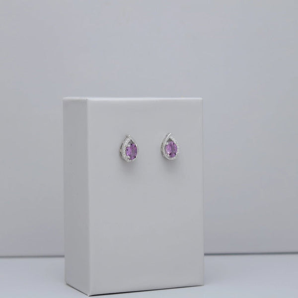 925 Silver Amethyst Teardrop Earrings