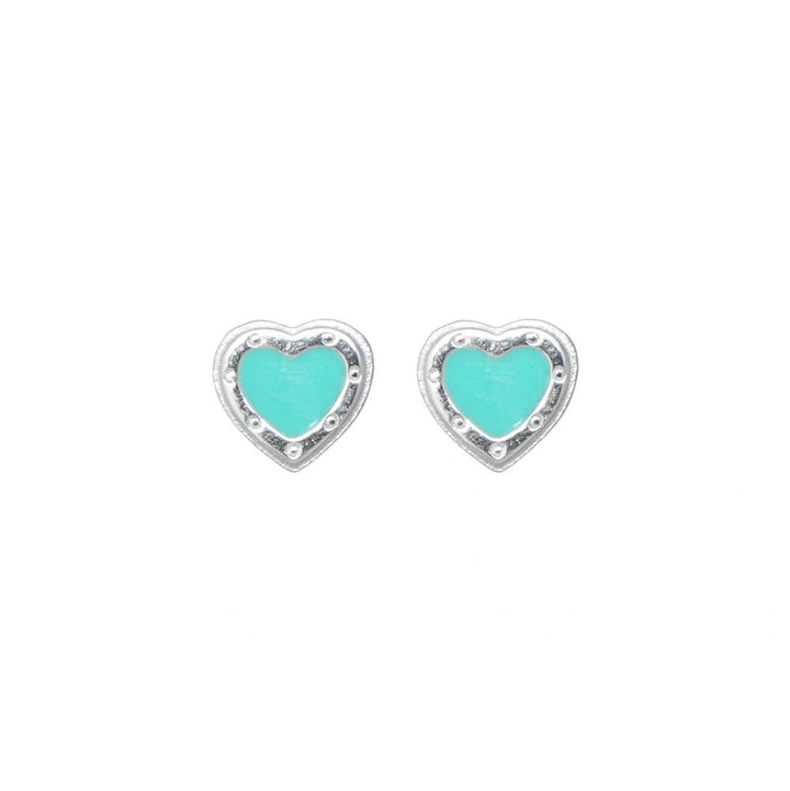 Aqua Heart Stud Earrings - tassyasilver.com