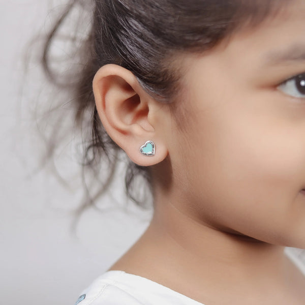 Tassya Silver Aqua Heart sterling silver stud earrings