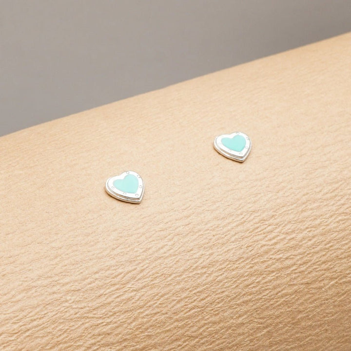 Aqua Heart Stud Earrings - tassyasilver.com