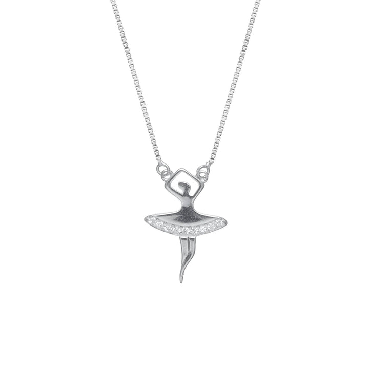 Tassya Silver Ballerina Sparkle sterling silver chain pendant