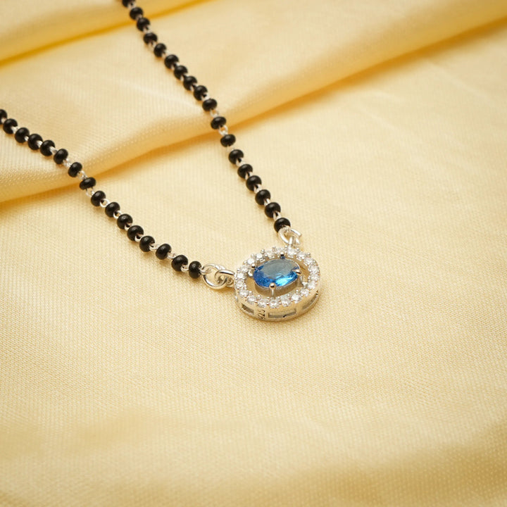 Blue Aura Silver Mangalsutra - tassyasilver.com