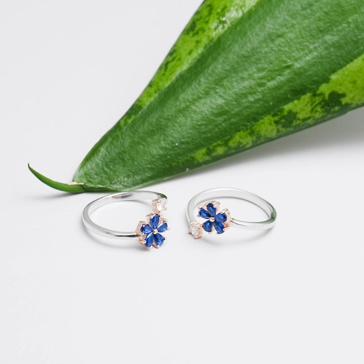 Blue Blossom Toe Rings - tassyasilver.com