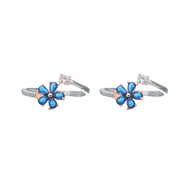 Blue Blossom Toe Rings - tassyasilver.com